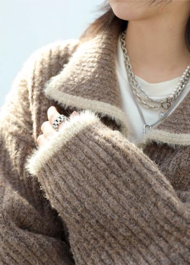 LOOSE CASUAL LAPEL KNITTED CARDIGAN mfoya