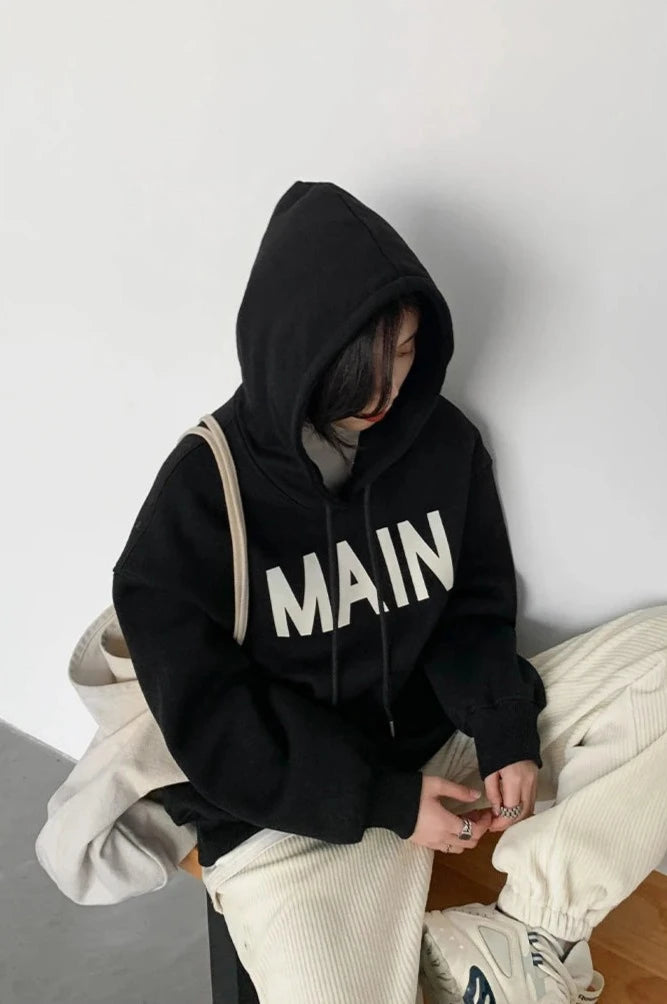 BLACK PLUSH HOODIE OUTERWEAR mfoya