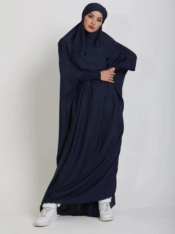 DARK BLUE HOODED ISDAL ABAYA mfoya