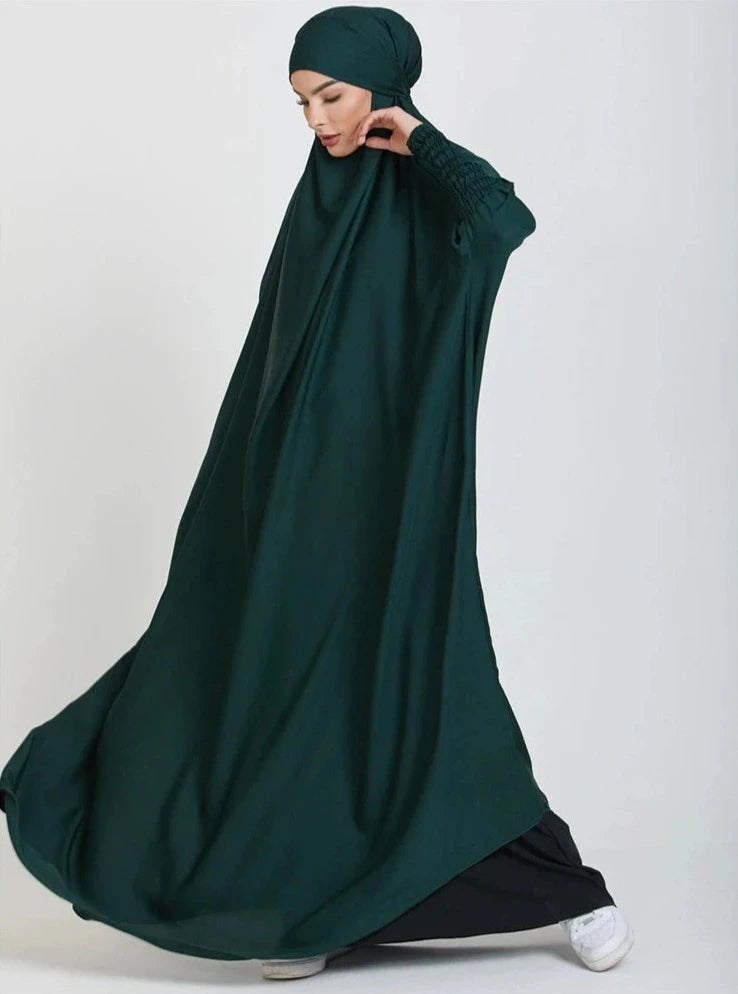 DARK GREEN HOODED ISDAL ABAYA mfoya