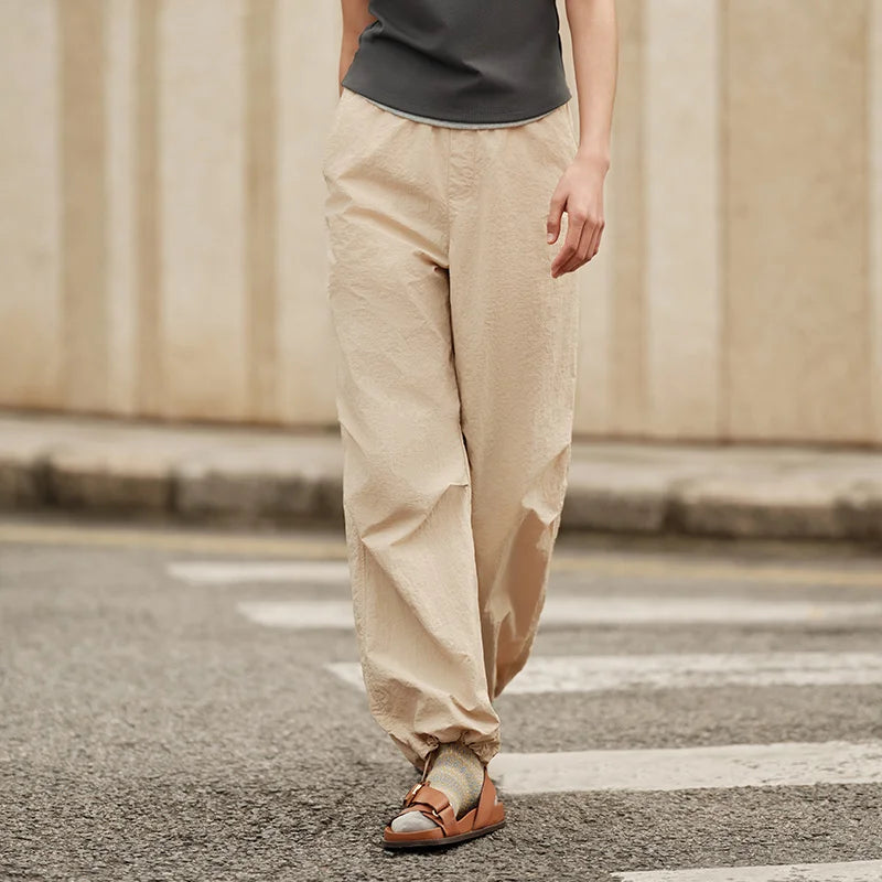 KHAKI TEXTURE CARGO WIDE-LEG PANTS mfoya