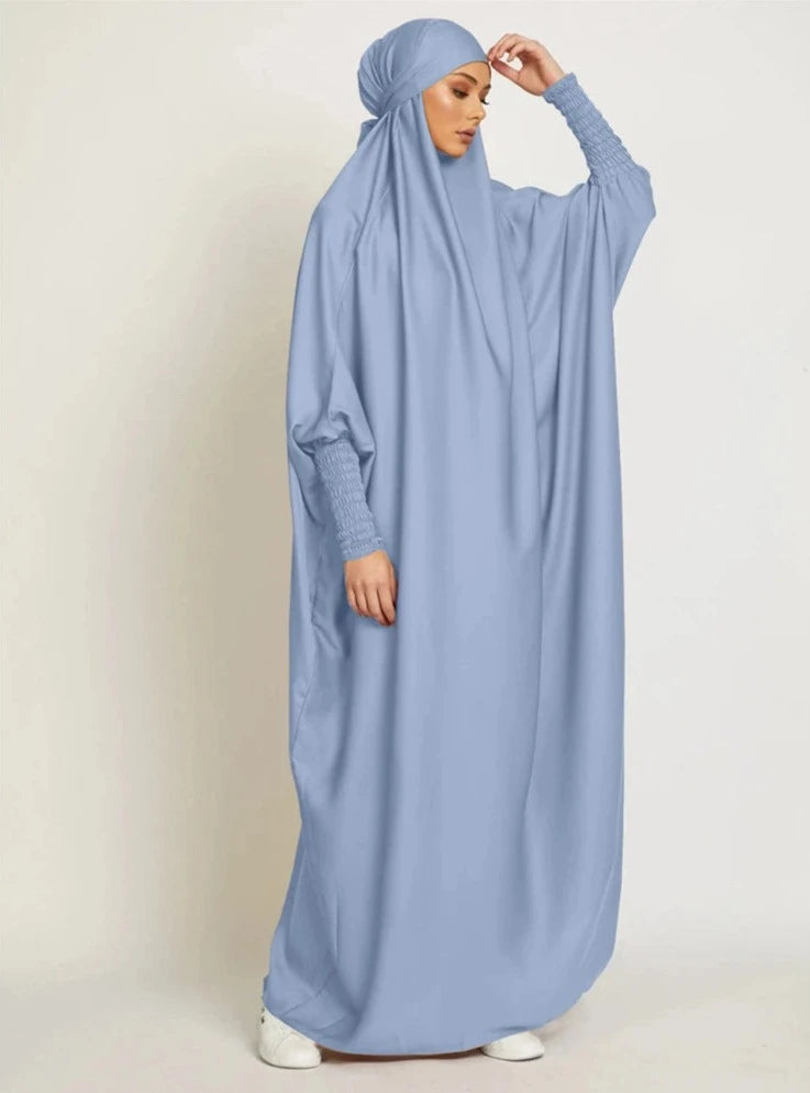 LIGHT BLUE HOODED ISDAL ABAYA mfoya