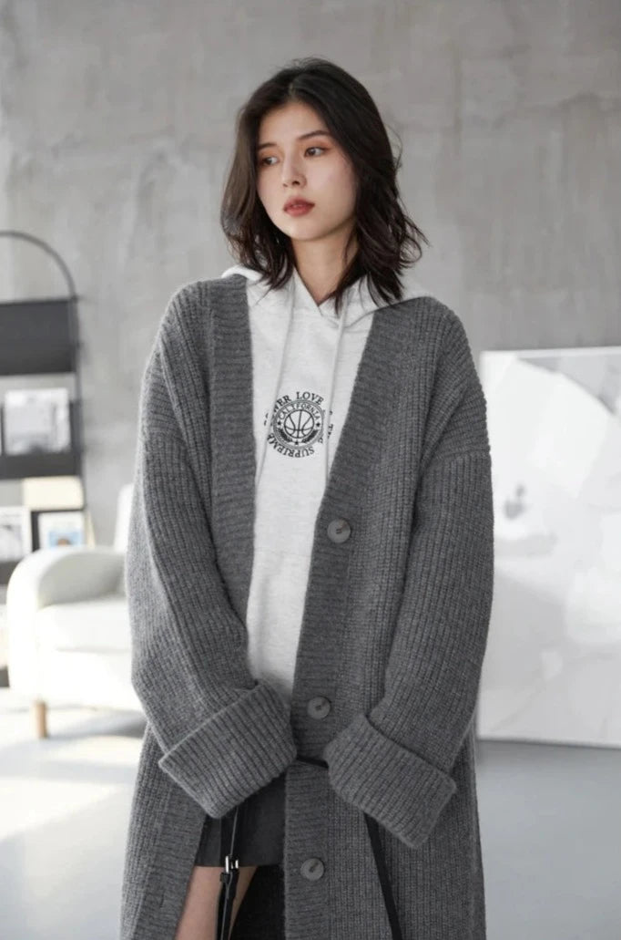 LONG KNIT CARDIGAN COAT mfoya