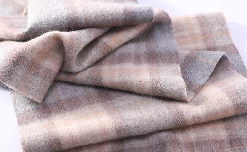 MIXED CHECK FLUFFY WOOL SCARF mfoya