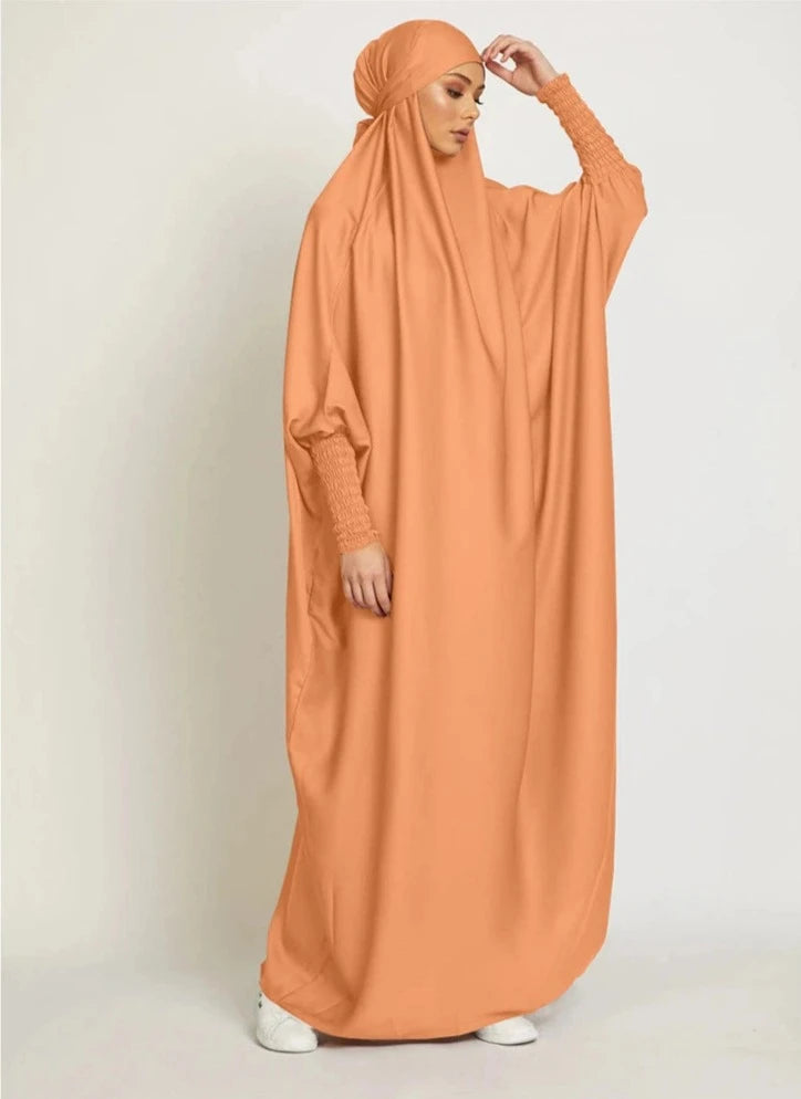 ORANGE HOODED ISDAL ABAYA mfoya