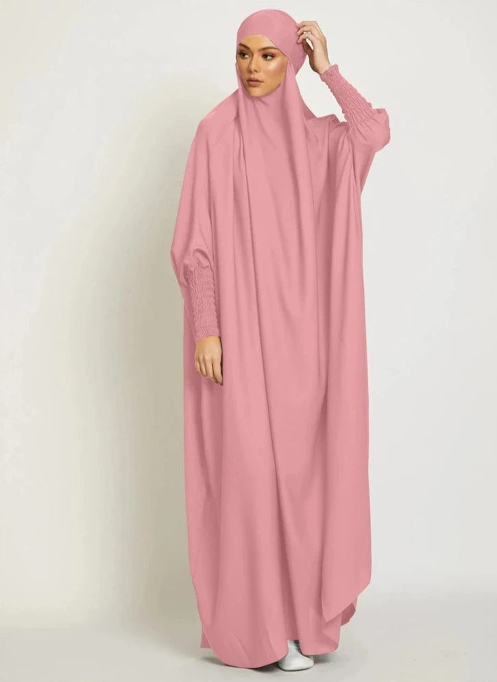 PINK HOODED ISDAL ABAYA mfoya