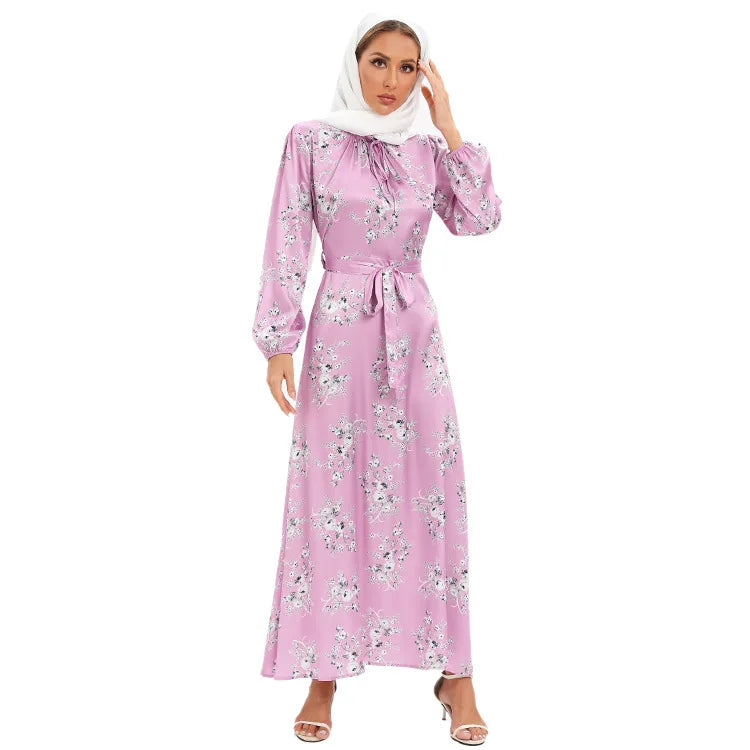 PINK SATIN HIJAB DRESS mfoya