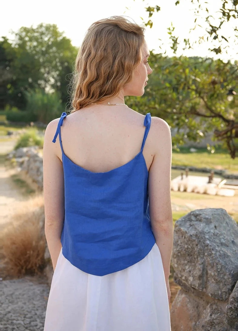 LINEN LACE-UP TANK TOP mfoya