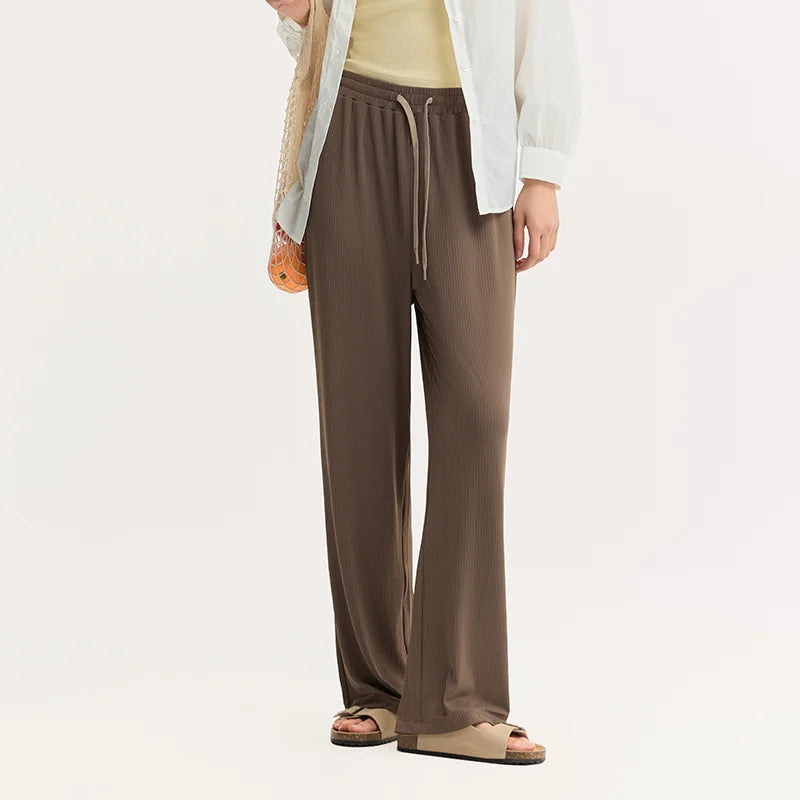 COFFEE COMFORT FLEX WIDE-LEGGED TROUSERS mfoya