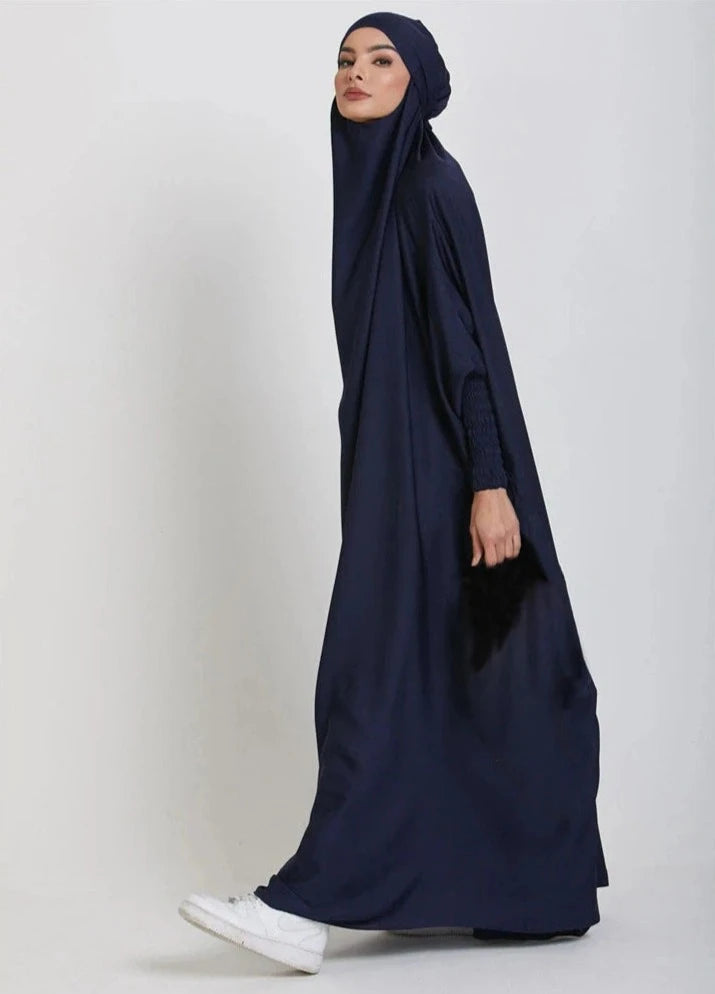 DARK BLUE HOODED ISDAL ABAYA mfoya