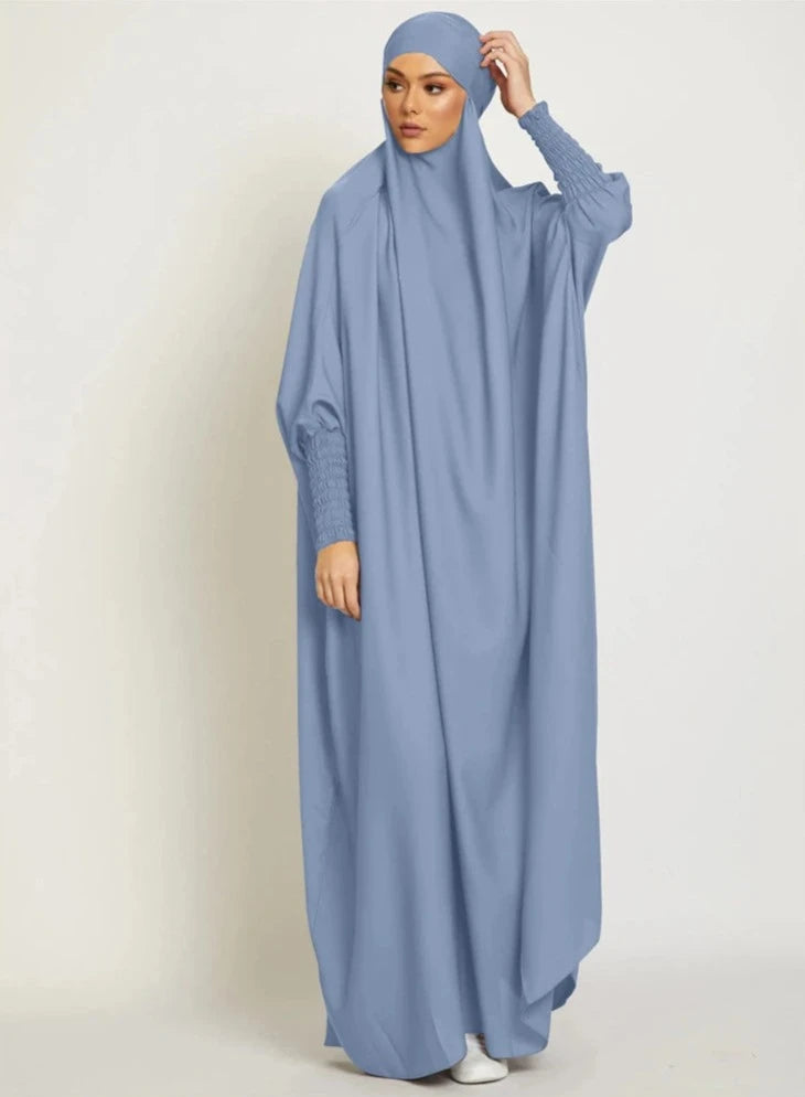 LIGHT BLUE HOODED ISDAL ABAYA mfoya