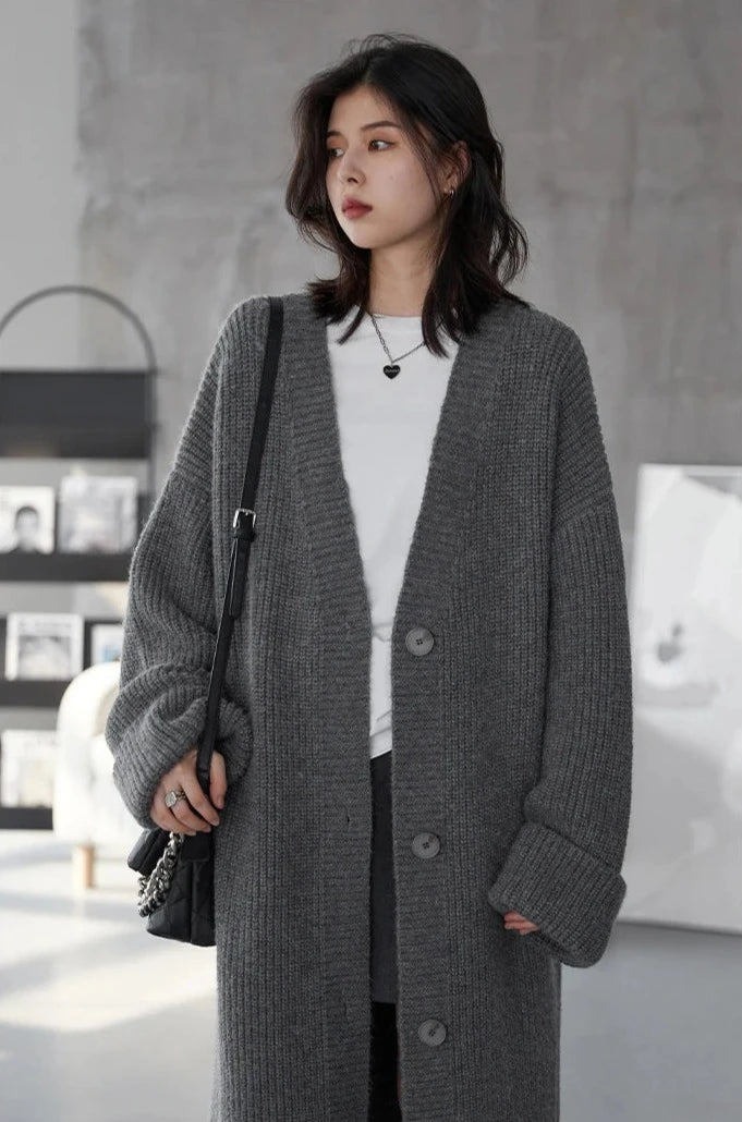 LONG KNIT CARDIGAN COAT mfoya