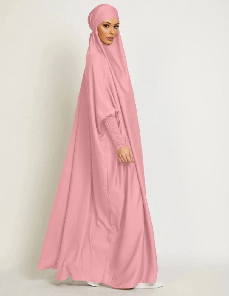 PINK HOODED ISDAL ABAYA mfoya