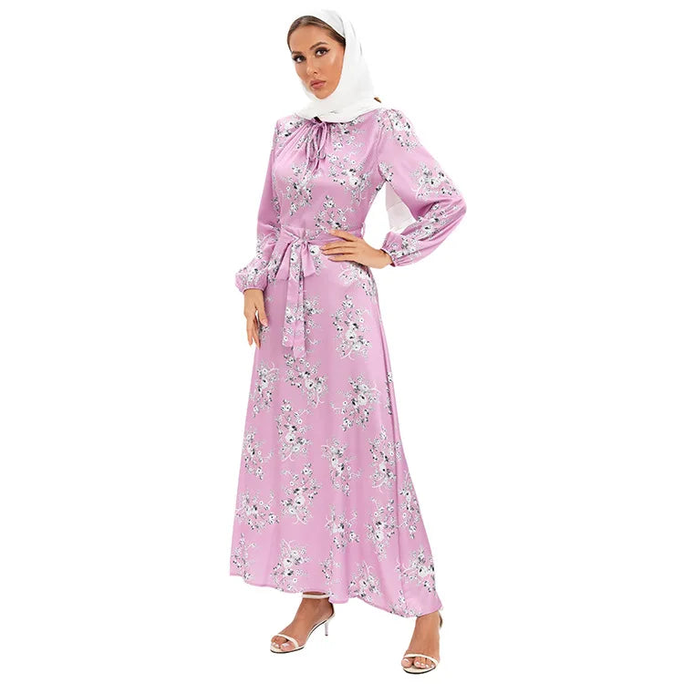 PINK SATIN HIJAB DRESS mfoya