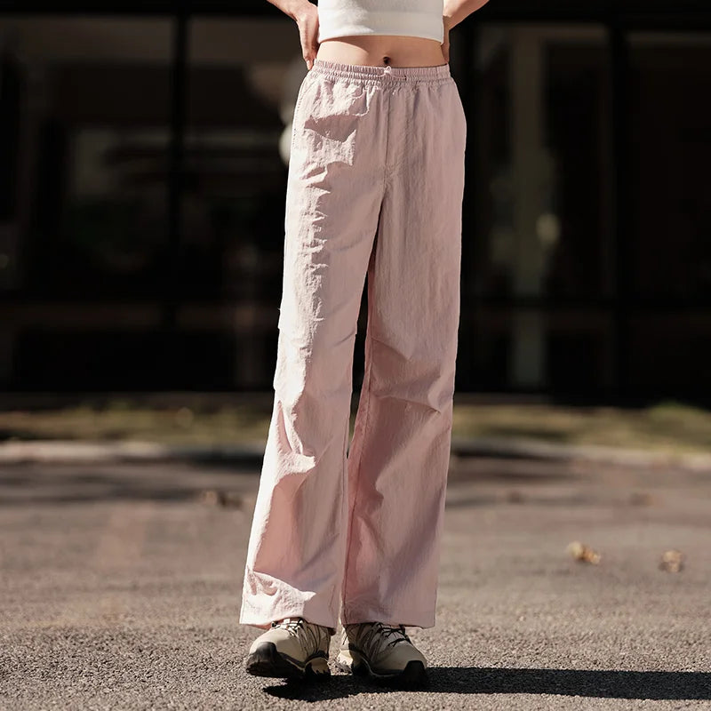 PINK TEXTURE CARGO WIDE-LEG PANTS mfoya