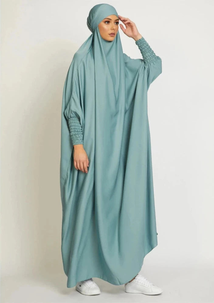 TURQUOISE HOODED ISDAL ABAYA mfoya