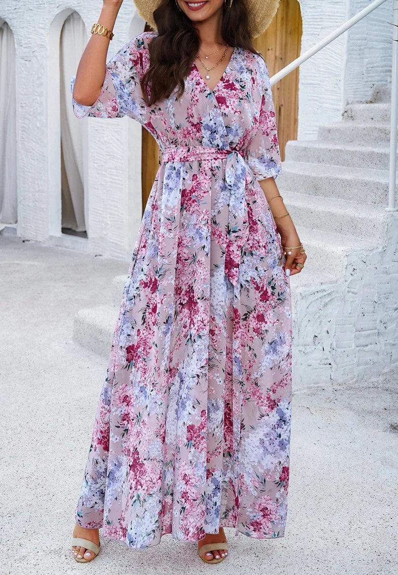 PINK_BOHO_LACE-UP_MAXI_DRESS mfoya