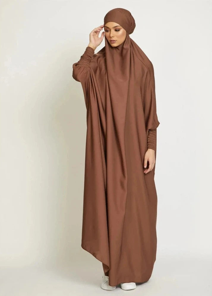 BROWN HOODED ISDAL ABAYA mfoya