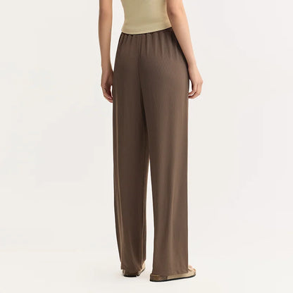 COFFEE COMFORT FLEX WIDE-LEGGED TROUSERS