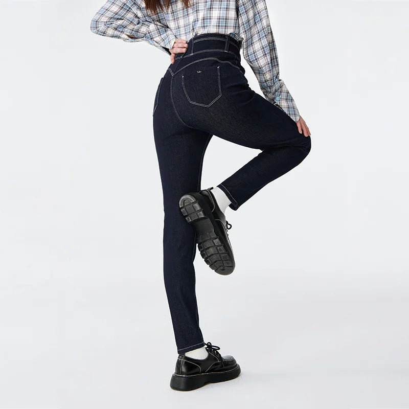 DENIM VERSATILE HIGH-WAISTED SLIM JEANS mfoya