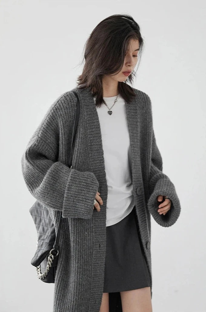 LONG KNIT CARDIGAN COAT mfoya