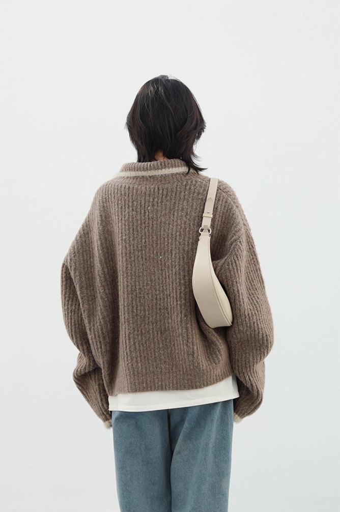 LOOSE CASUAL LAPEL KNITTED CARDIGAN mfoya