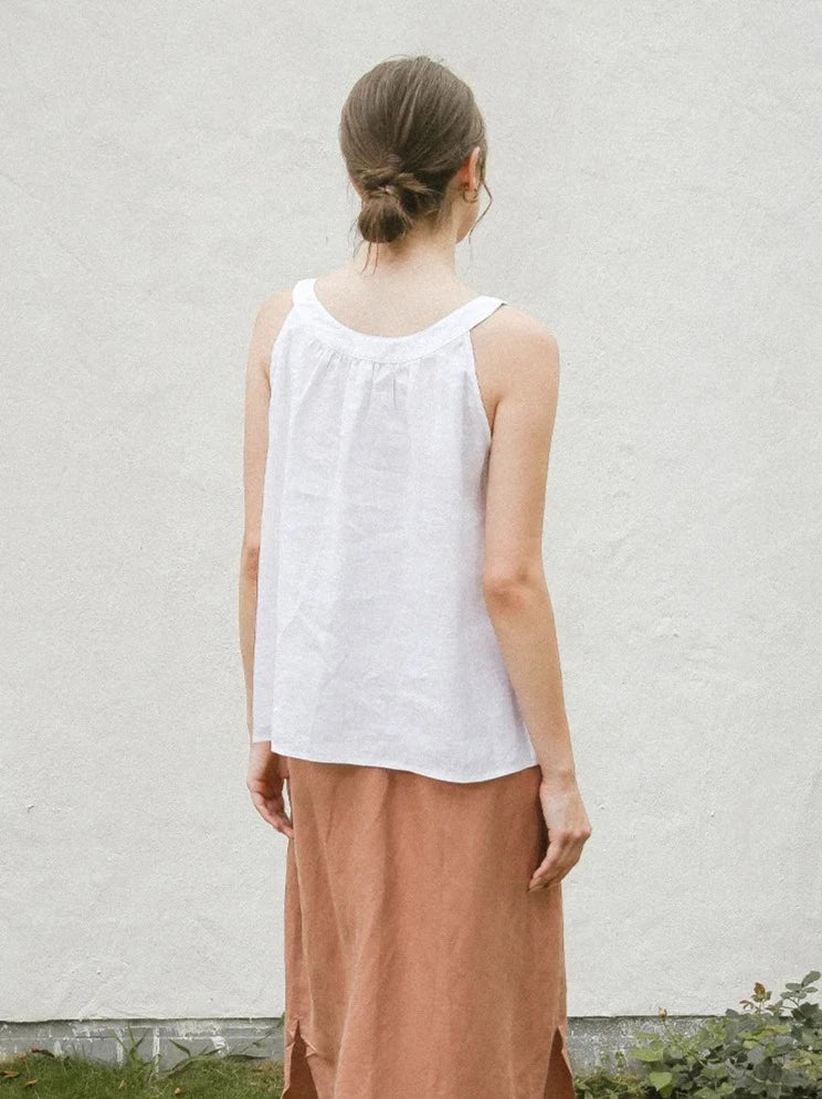 ELEGANT LINEN SLEEVELESS TANK TOP mfoya