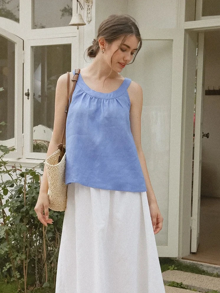 ELEGANT LINEN SLEEVELESS TANK TOP mfoya