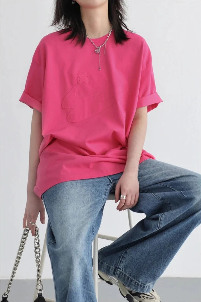 EMBROIDERED PATCHWORK CASUAL TEE mfoya