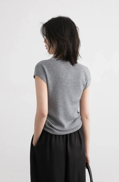 KNITTED PLEATED CASUAL TEE