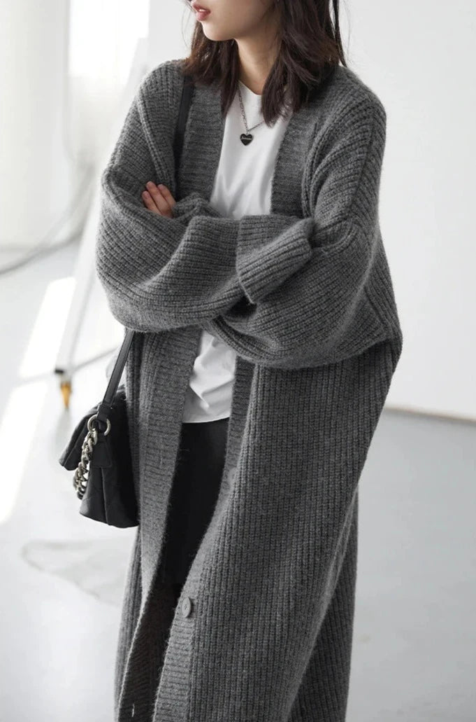 LONG KNIT CARDIGAN COAT mfoya