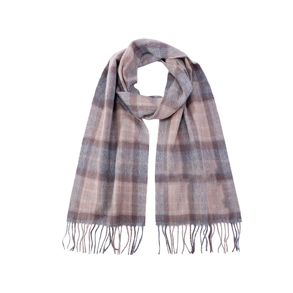 MIXED CHECK FLUFFY WOOL SCARF mfoya