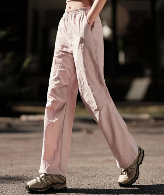 PINK TEXTURE CARGO WIDE-LEG PANTS mfoya