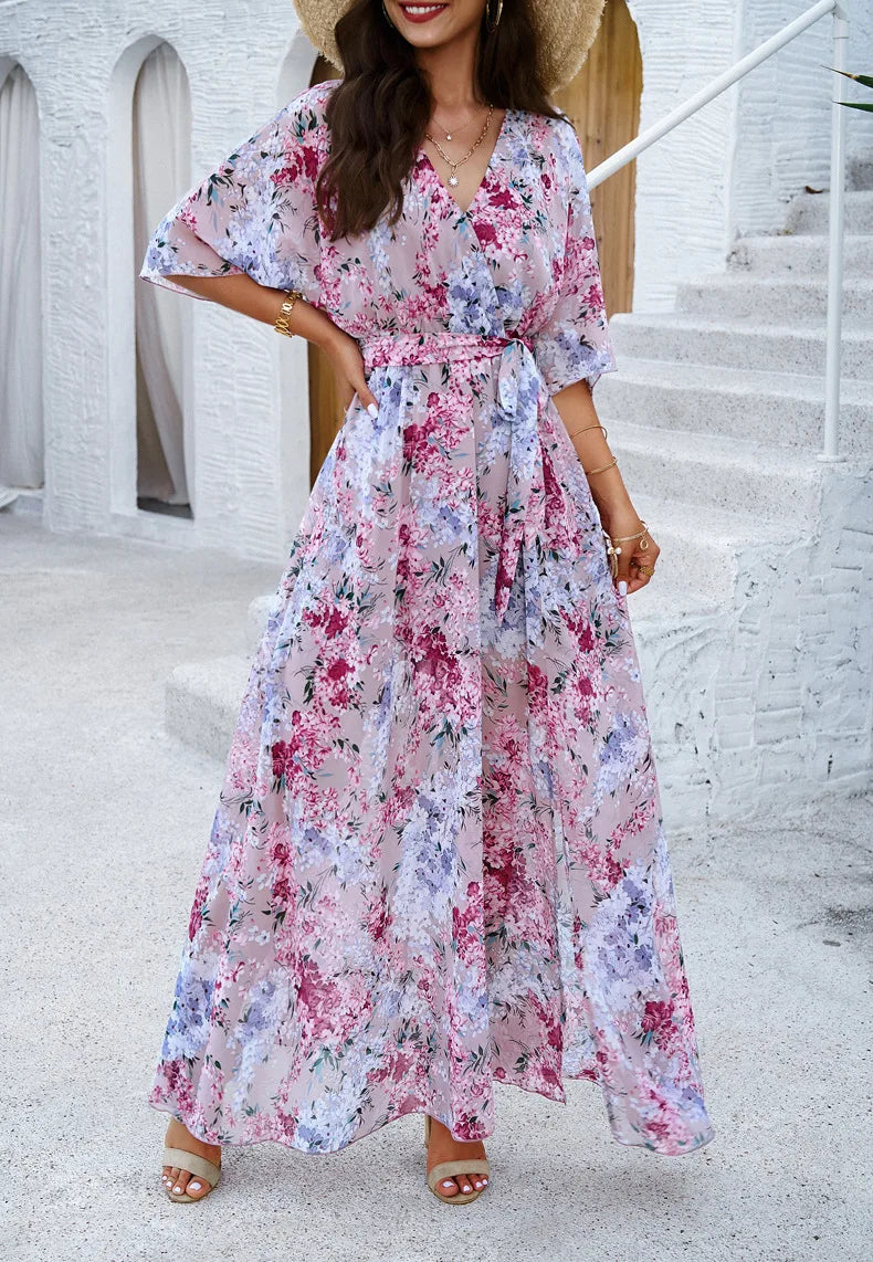 PINK_BOHO_LACE-UP_MAXI_DRESS mfoya