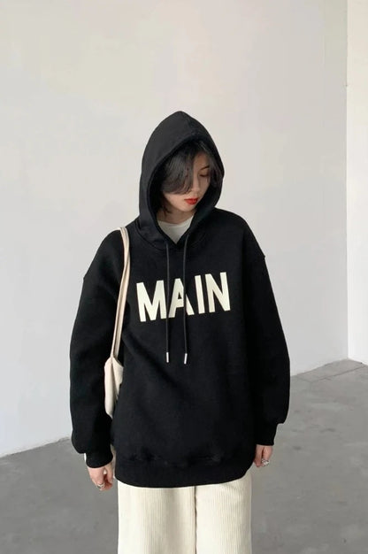 BLACK PLUSH HOODIE OUTERWEAR