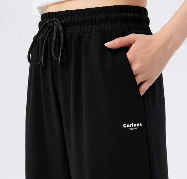 BLACK SUMMER BREEZE DRAWSTRING PANTS mfoya