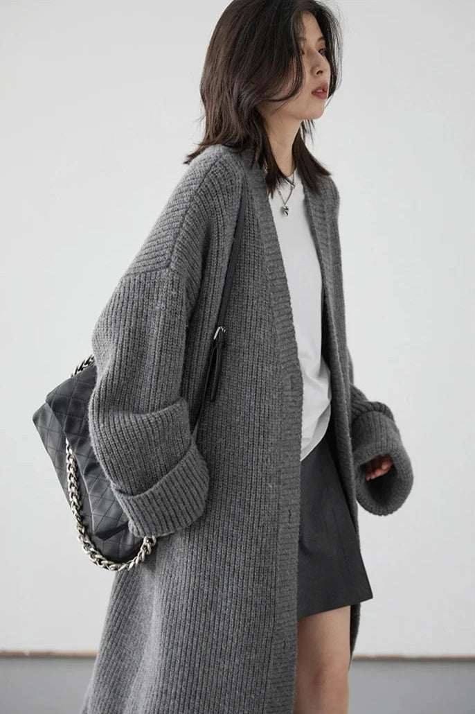 LONG KNIT CARDIGAN COAT mfoya