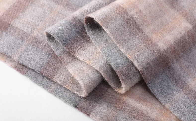 MIXED CHECK FLUFFY WOOL SCARF mfoya