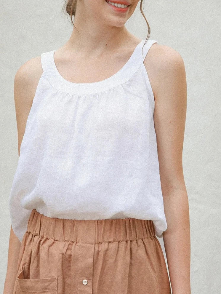 ELEGANT LINEN SLEEVELESS TANK TOP mfoya