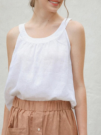 ELEGANT LINEN SLEEVELESS TANK TOP