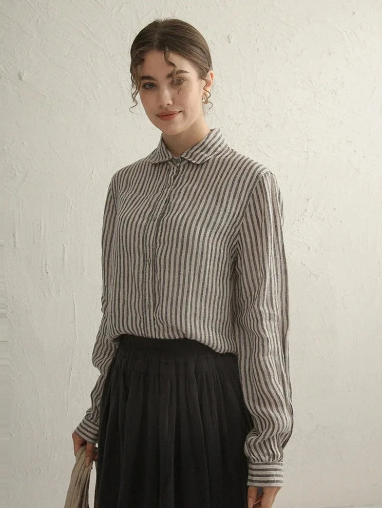 CLASSIC STRIPED LINEN SHIRT mfoya