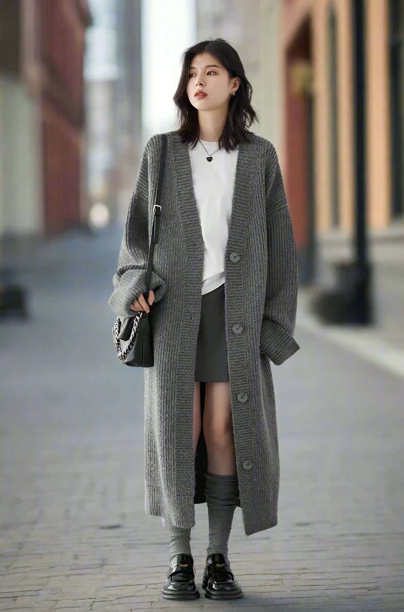 LONG KNIT CARDIGAN COAT mfoya