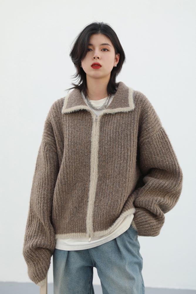 LOOSE CASUAL LAPEL KNITTED CARDIGAN mfoya