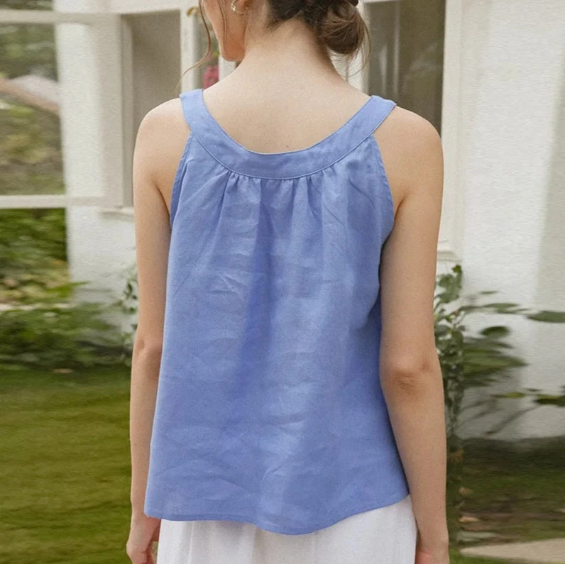 ELEGANT LINEN SLEEVELESS TANK TOP mfoya