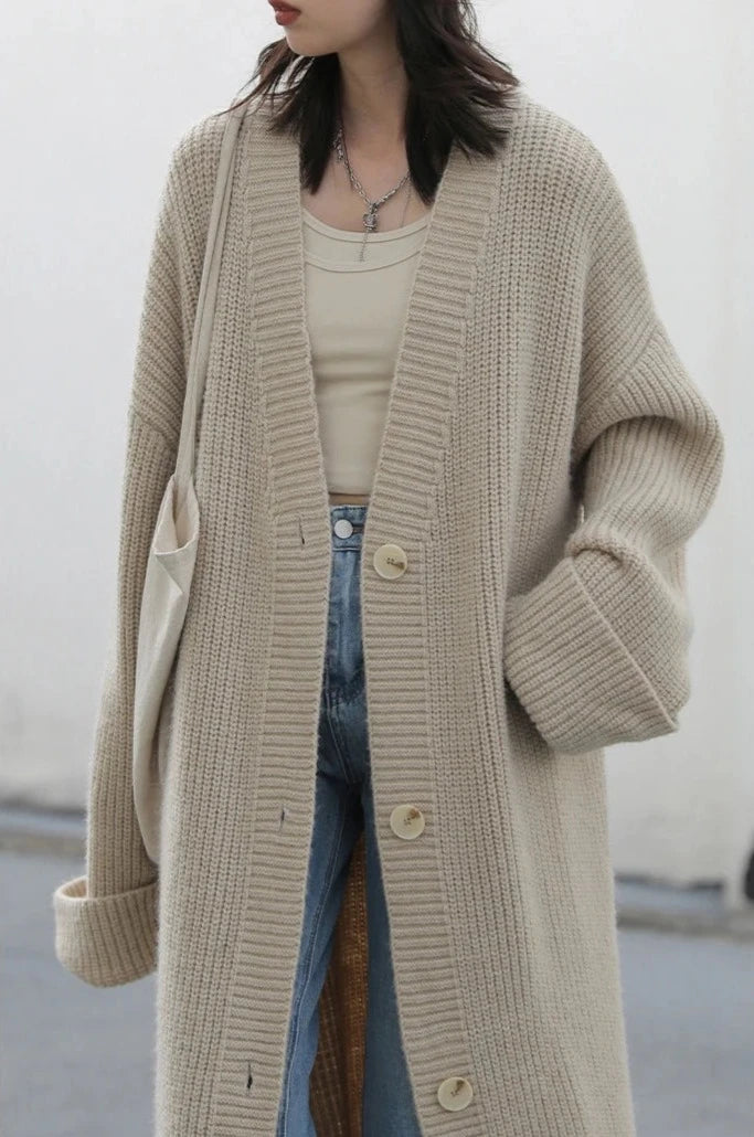 LONG KNIT CARDIGAN COAT mfoya