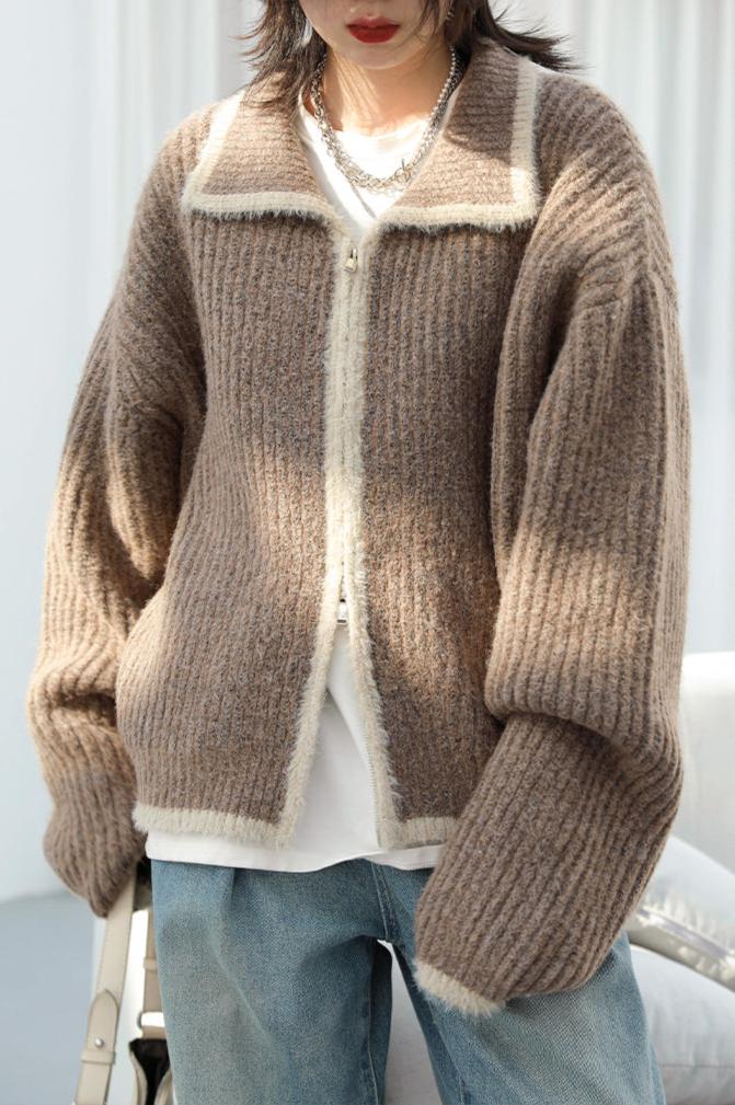 LOOSE CASUAL LAPEL KNITTED CARDIGAN mfoya