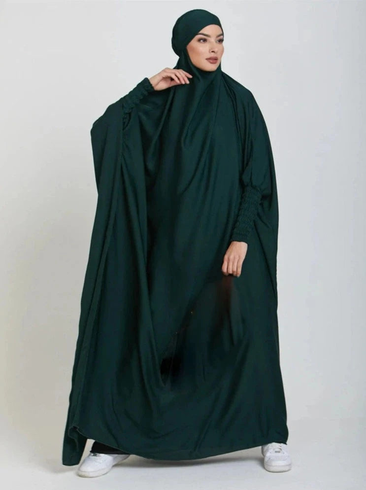 DARK GREEN HOODED ISDAL ABAYA mfoya