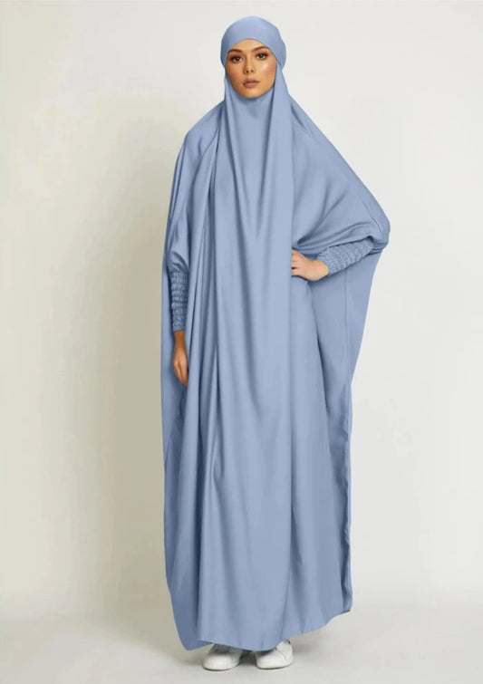 LIGHT BLUE HOODED ISDAL ABAYA mfoya