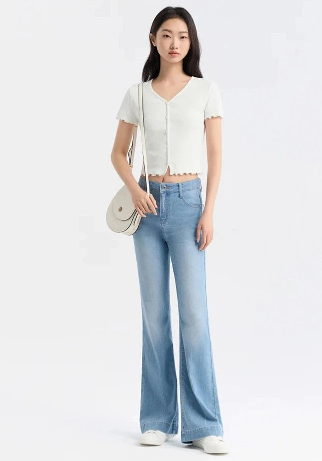 STYLISH MI-WAIST BOOTCUT JEANS mfoya