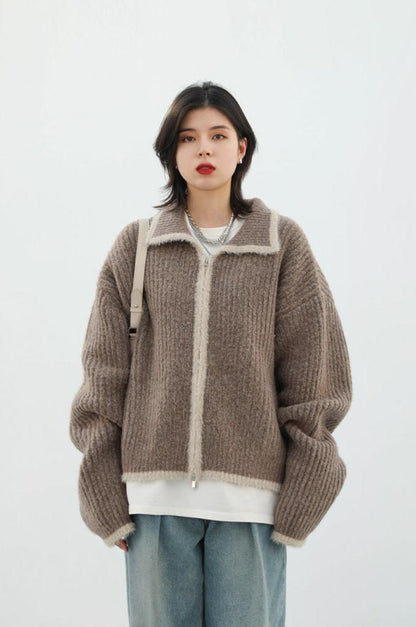 LOOSE CASUAL LAPEL KNITTED CARDIGAN